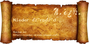 Nieder Árpád névjegykártya